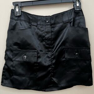 Black Satin Mini Skirt